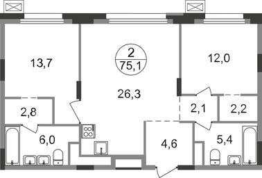 2-BD Apartment Sale, 75.1 sq. m. at Rezidentsii Skolkovo, Kashtanovaya ulitsa, 1, rabochiy posyolok Zarechye, Odintsovskiy City District, Moscow Region, Russia #2 2-BD Apartment Sale, 75.1 sq. m. at Rezidentsii Skolkovo, Kashtanovaya ulitsa, 1, rabochiy posyolok Zarechye, Odintsovskiy City District, Moscow Region, Russia #2