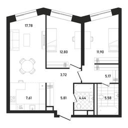 3-BD Apartment Sale, 93.38 sq. m. at Republic, Presnensky Val Street, 27с1, Moscow, Russia #2