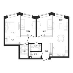 3-BD Apartment Sale, 93.38 sq. m. at Republic, Presnensky Val Street, 27с1, Moscow, Russia #3