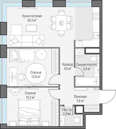1-BD Apartment Sale, 73 sq. m. at West Garden, Minskaya Street, 1Вс1, Moscow, Russia #4