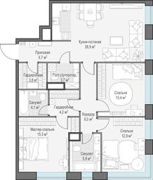 2-BD Apartment Sale, 102.3平方米 at West Garden, Minskaya Street, 1Вс1, Moscow, Russia #2