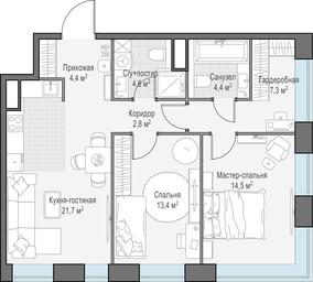 1-BD Apartment Sale, 72.9 sq. m. at West Garden, Minskaya Street, 1Вс1, Moscow, Russia #2