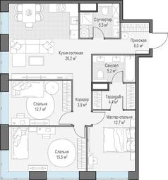 2-BD Apartment Sale, 92.1 sq. m. at West Garden, Minskaya Street, 1Вс1, Moscow, Russia #2 2-BD Apartment Sale, 92.1 sq. m. at West Garden, Minskaya Street, 1Вс1, Moscow, Russia #2
