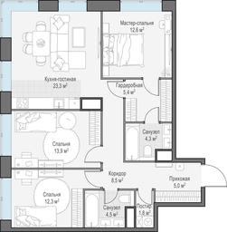 2-BD Apartment Sale, 91.7 sq. m. at West Garden, Minskaya Street, 1Вс1, Moscow, Russia #2