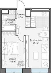 1-BD Apartment Sale, 44.5 sq. m. at West Garden, Minskaya Street, 1Вс1, Moscow, Russia #2 1-BD Apartment Sale, 44.5 sq. m. at West Garden, Minskaya Street, 1Вс1, Moscow, Russia #2