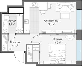 1-BD Apartment Sale, 45 sq. m. at West Garden, Minskaya Street, 1Вс1, Moscow, Russia #2