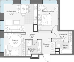 1-BD Apartment Sale, 70.3平方米 at West Garden, Minskaya Street, 1Вс1, Moscow, Russia #4