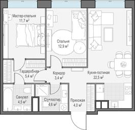 1-BD Apartment Sale, 68.9 sq. m. at West Garden, Minskaya Street, 1Вс1, Moscow, Russia #2