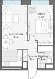 1-BD Apartment Sale, 44.5 sq. m. at West Garden, Minskaya Street, 1Вс1, Moscow, Russia #4