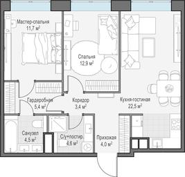 1-BD Apartment Sale, 69 sq. m. at West Garden, Minskaya Street, 1Вс1, Moscow, Russia #2 1-BD Apartment Sale, 69 sq. m. at West Garden, Minskaya Street, 1Вс1, Moscow, Russia #2