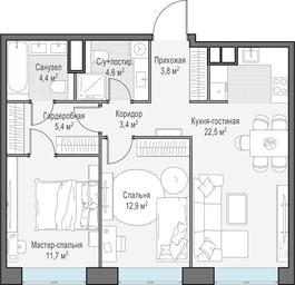 1-BD Apartment Sale, 68.8平方米 at West Garden, Minskaya Street, 1Вс1, Moscow, Russia #4
