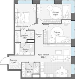 2-BD Apartment Sale, 92.2平方米 at West Garden, Minskaya Street, 1Вс1, Moscow, Russia #4