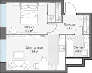 1-BD Apartment Sale, 44.1 sq. m. at West Garden, Minskaya Street, 1Вс1, Moscow, Russia #4