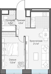 1-BD Apartment Sale, 44.7 sq. m. at West Garden, Minskaya Street, 1Вс1, Moscow, Russia #2