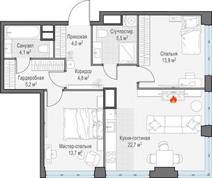 1-BD Apartment Sale, 74.4 sq. m. at West Garden, Minskaya Street, 1Вс1, Moscow, Russia #2 1-BD Apartment Sale, 74.4 sq. m. at West Garden, Minskaya Street, 1Вс1, Moscow, Russia #2