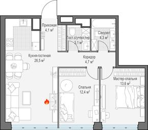 1-BD Apartment Sale, 69.6平方米 at West Garden, Minskaya Street, 1Вс1, Moscow, Russia #2