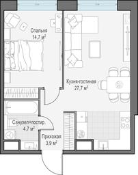 1-BD Apartment Sale, 51 sq. m. at West Garden, Minskaya Street, 1Вс1, Moscow, Russia #4
