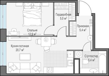 1-BD Apartment Sale, 49.3 sq. m. at West Garden, Minskaya Street, 1Вс1, Moscow, Russia #4