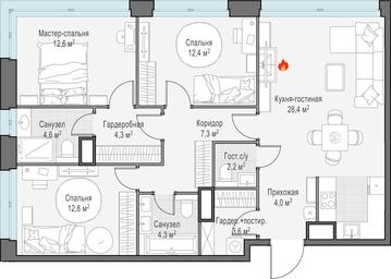 2-BD Apartment Sale, 100 sq. m. at West Garden, Minskaya Street, 1Вс1, Moscow, Russia #4