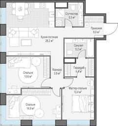 2-BD Apartment Sale, 91.9 sq. m. at West Garden, Minskaya Street, 1Вс1, Moscow, Russia #2 2-BD Apartment Sale, 91.9 sq. m. at West Garden, Minskaya Street, 1Вс1, Moscow, Russia #2