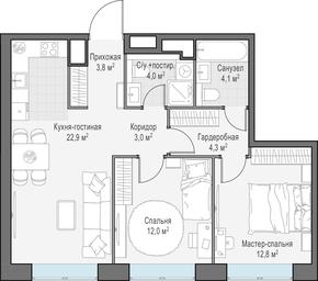 1-BD Apartment Sale, 67 sq. m. at West Garden, Minskaya Street, 1Вс1, Moscow, Russia #2