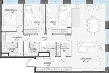 3-BD Apartment Sale, 129.5 sq. m. at West Garden, Minskaya Street, 1Вс1, Moscow, Russia #2 3-BD Apartment Sale, 129.5 sq. m. at West Garden, Minskaya Street, 1Вс1, Moscow, Russia #2