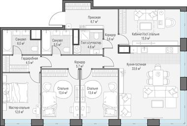 3-BD Apartment Sale, 125.7 sq. m. at West Garden, Minskaya Street, 1Вс1, Moscow, Russia #4