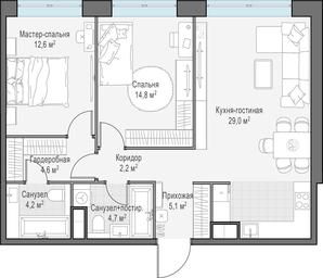 1-BD Apartment Sale, 77.1 sq. m. at West Garden, Minskaya Street, 1Вс1, Moscow, Russia #4