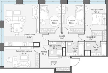 3-BD Apartment Sale, 125.5 sq. m. at West Garden, Minskaya Street, 1Вс1, Moscow, Russia #2