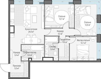 2-BD Apartment Sale, 91.5平方米 at West Garden, Minskaya Street, 1Вс1, Moscow, Russia #2 2-BD Apartment Sale, 91.5平方米 at West Garden, Minskaya Street, 1Вс1, Moscow, Russia #2