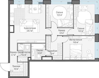 2-BD Apartment Sale, 91.5平方米 at West Garden, Minskaya Street, 1Вс1, Moscow, Russia #3 2-BD Apartment Sale, 91.5平方米 at West Garden, Minskaya Street, 1Вс1, Moscow, Russia #3
