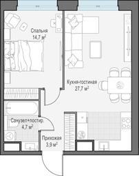 1-BD Apartment Sale, 51 sq. m. at West Garden, Minskaya Street, 1Вс1, Moscow, Russia #4