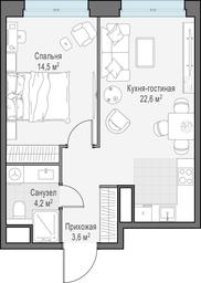1-BD Apartment Sale, 44.5 sq. m. at West Garden, Minskaya Street, 1Вс1, Moscow, Russia #2 1-BD Apartment Sale, 44.5 sq. m. at West Garden, Minskaya Street, 1Вс1, Moscow, Russia #2