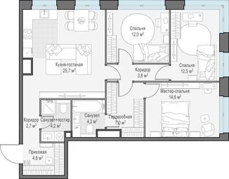 2-BD Apartment Sale, 91.7 sq. m. at West Garden, Minskaya Street, 1Вс1, Moscow, Russia #3 2-BD Apartment Sale, 91.7 sq. m. at West Garden, Minskaya Street, 1Вс1, Moscow, Russia #3