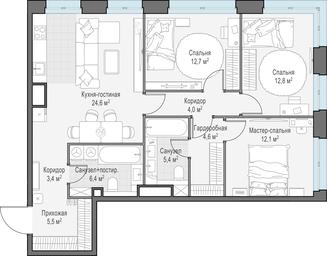 3-BD Apartment Sale, 91.7 sq. m. at West Garden, Minskaya Street, 1Вс1, Moscow, Russia #2