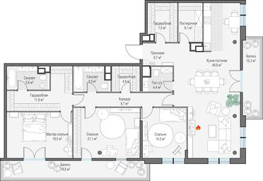 4-BD Apartment Sale, 171.3 sq. m. at West Garden, Minskaya Street, 1Вс1, Moscow, Russia #2 4-BD Apartment Sale, 171.3 sq. m. at West Garden, Minskaya Street, 1Вс1, Moscow, Russia #2