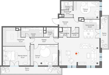 4-BD Apartment Sale, 171.3 sq. m. at West Garden, Minskaya Street, 1Вс1, Moscow, Russia #3 4-BD Apartment Sale, 171.3 sq. m. at West Garden, Minskaya Street, 1Вс1, Moscow, Russia #3