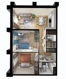 1-BD Apartment Sale, 55.25 sq. m. at Kvartal Rumyantsevo, ulitsa Admirala Kornilova, с1, Mosrentgen Settlement, Moscow, Russia #3