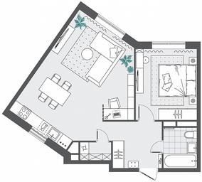 1-BD Apartment Sale, 52.82 sq. m. at Kvartal Rumyantsevo, ulitsa Admirala Kornilova, с1, Mosrentgen Settlement, Moscow, Russia #3