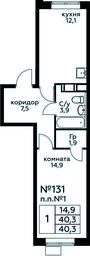 Apartment Sale, 40.3平方米 at Tsvetochnye Poliany, kvartal № 23, Filimonkovskoye Municipal Formation, Moscow, Russia #3 Apartment Sale, 40.3平方米 at Tsvetochnye Poliany, kvartal № 23, Filimonkovskoye Municipal Formation, Moscow, Russia #3