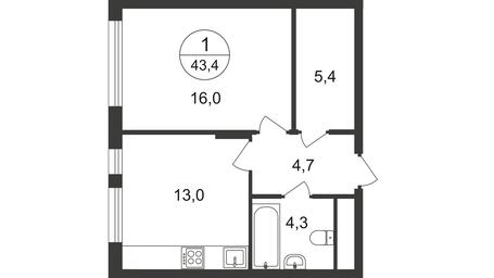 Apartment Sale, 43.4 sq. m. at Peredelkino Blizhnee, Korneya Chukovskogo Street, 1, Vnukovskoye Settlement, Moscow, Russia #3