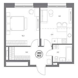 2-BD Apartment Sale, 44平方米 at Admiral, Shosseynaya Street, 4А, Moscow, Russia #3
