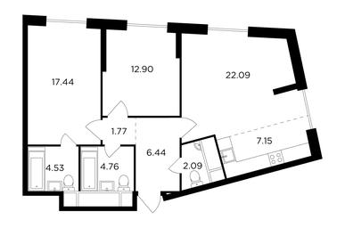 2-BD Apartment Sale, 77.6 sq. m. at KutuzovGRAD I, Ryabinovaya Street, 3к1, Moscow, Russia #2