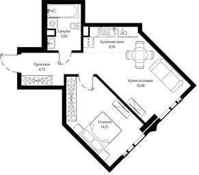 1-BD Apartment Sale, 45.7 sq. m. at Jois, 3rd Silikatny Drive, 10, Moscow, Russia #3