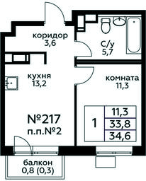 Apartment Sale, 34.6平方米 at Tsvetochnye Poliany, kvartal № 23, Filimonkovskoye Municipal Formation, Moscow, Russia #3 Apartment Sale, 34.6平方米 at Tsvetochnye Poliany, kvartal № 23, Filimonkovskoye Municipal Formation, Moscow, Russia #3