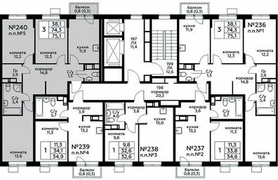 2-BD Apartment Sale, 75.1平方米 at Tsvetochnye Poliany, kvartal № 23, Filimonkovskoye Municipal Formation, Moscow, Russia #4