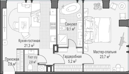 1-BD Apartment Sale, 65.9 sq. m. at Life Time, Sergeya Makeyeva Street, вл11/9с1-10, Moscow, Russia #2 1-BD Apartment Sale, 65.9 sq. m. at Life Time, Sergeya Makeyeva Street, вл11/9с1-10, Moscow, Russia #2