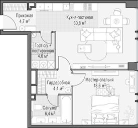 1-BD Apartment Sale, 69.6 sq. m. at Life Time, Sergeya Makeyeva Street, вл11/9с1-10, Moscow, Russia #2