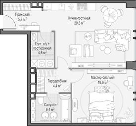 1-BD Apartment Sale, 69.6 sq. m. at Life Time, Sergeya Makeyeva Street, вл11/9с1-10, Moscow, Russia #3