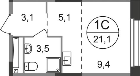 Apartment Sale, 21.1平方米 at Pervyi Moskovskiy, ulitsa Bianki, 1, Moskovskiy, Moscow, Russia #2 Apartment Sale, 21.1平方米 at Pervyi Moskovskiy, ulitsa Bianki, 1, Moskovskiy, Moscow, Russia #2